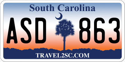 SC license plate ASD863