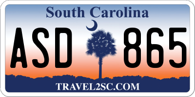 SC license plate ASD865