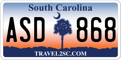 SC license plate ASD868