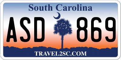 SC license plate ASD869