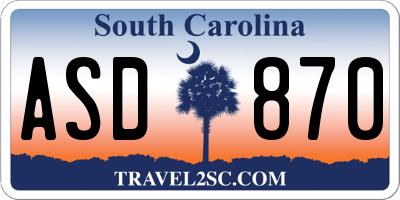 SC license plate ASD870