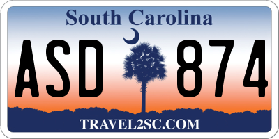 SC license plate ASD874