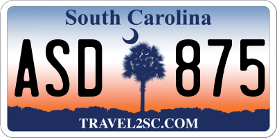 SC license plate ASD875