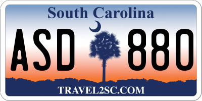 SC license plate ASD880