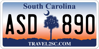 SC license plate ASD890