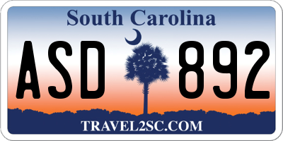 SC license plate ASD892