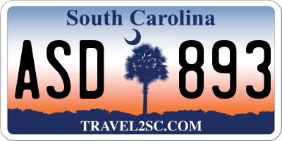 SC license plate ASD893