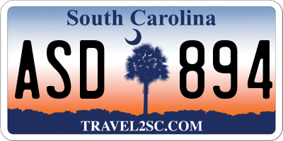 SC license plate ASD894