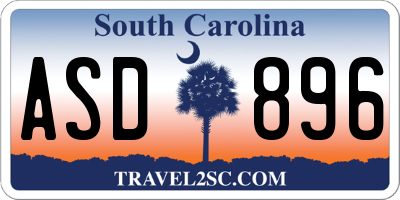 SC license plate ASD896