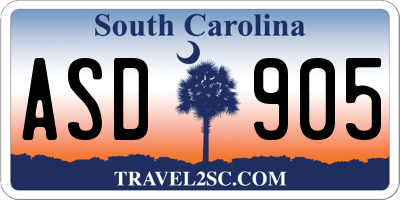 SC license plate ASD905