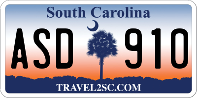 SC license plate ASD910