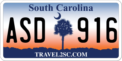 SC license plate ASD916