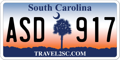 SC license plate ASD917