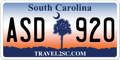 SC license plate ASD920