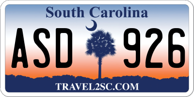 SC license plate ASD926