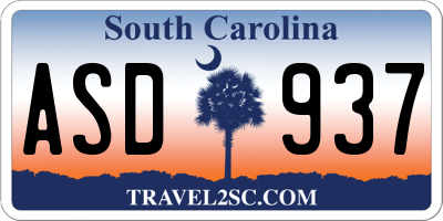 SC license plate ASD937