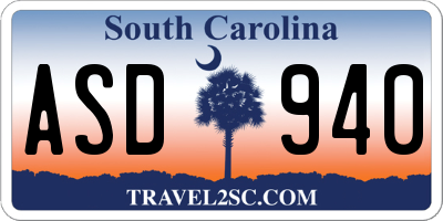 SC license plate ASD940