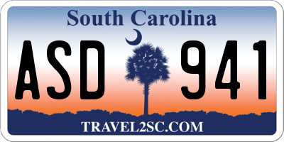 SC license plate ASD941