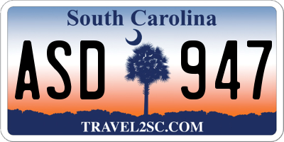 SC license plate ASD947