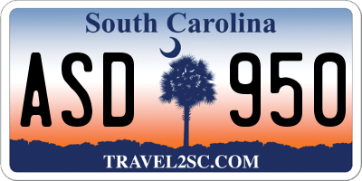 SC license plate ASD950