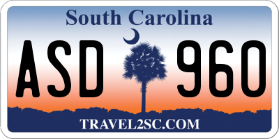 SC license plate ASD960