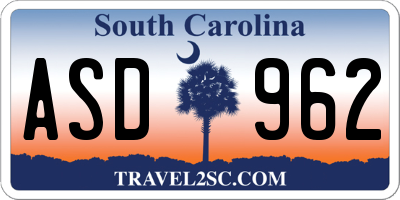 SC license plate ASD962