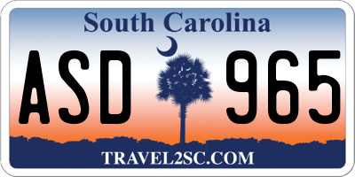 SC license plate ASD965