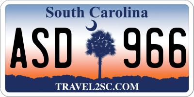 SC license plate ASD966