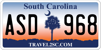 SC license plate ASD968