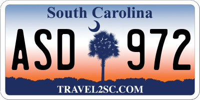 SC license plate ASD972