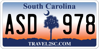SC license plate ASD978