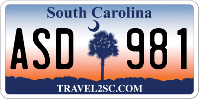 SC license plate ASD981