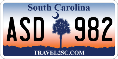 SC license plate ASD982