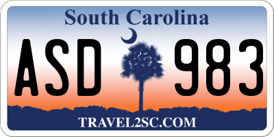 SC license plate ASD983