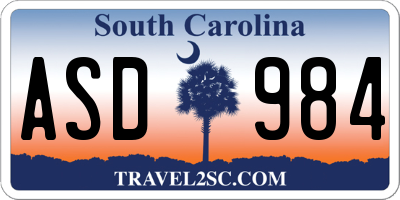 SC license plate ASD984