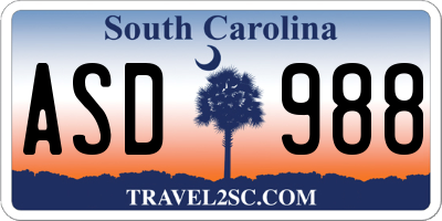 SC license plate ASD988
