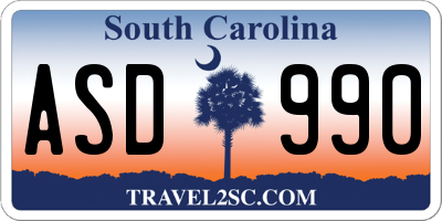 SC license plate ASD990
