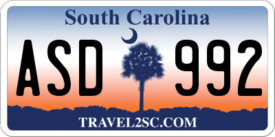 SC license plate ASD992