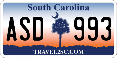 SC license plate ASD993