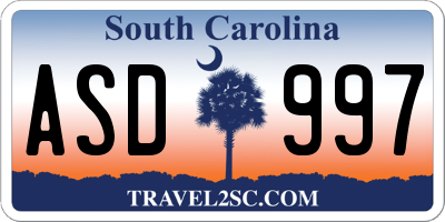 SC license plate ASD997