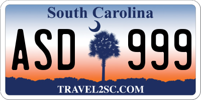 SC license plate ASD999
