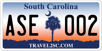 SC license plate ASE002