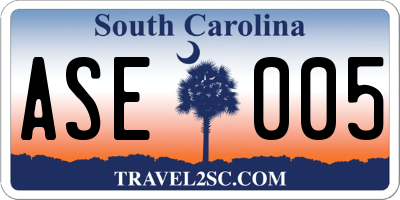 SC license plate ASE005