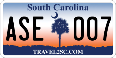 SC license plate ASE007