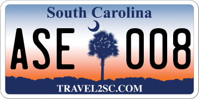 SC license plate ASE008