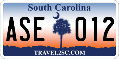 SC license plate ASE012
