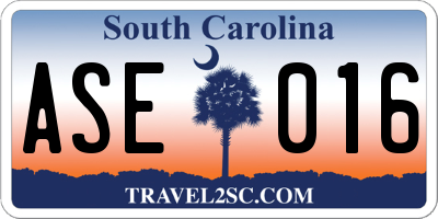 SC license plate ASE016
