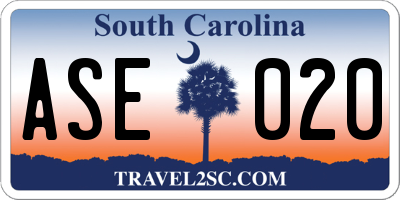 SC license plate ASE020