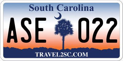 SC license plate ASE022
