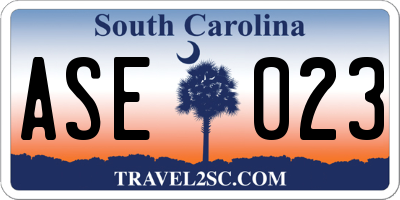 SC license plate ASE023